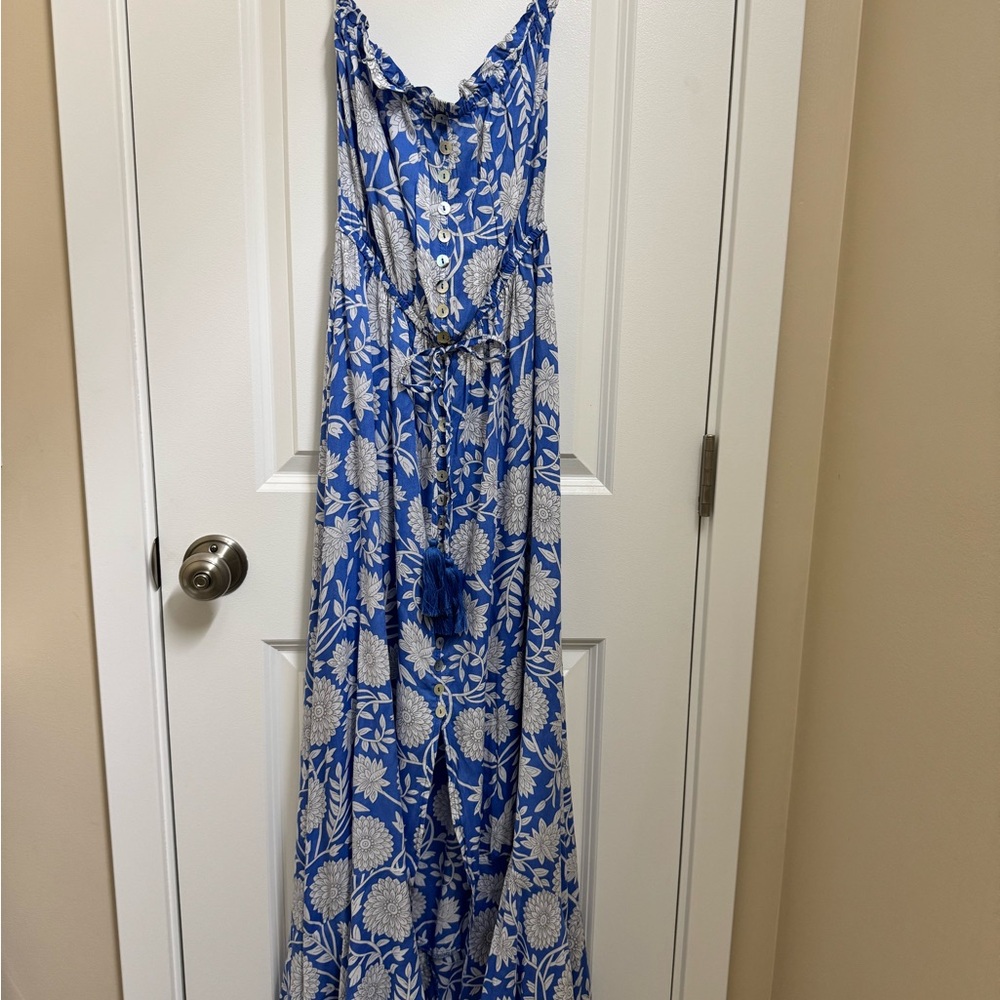 Blue and White Floral Maxi Dress